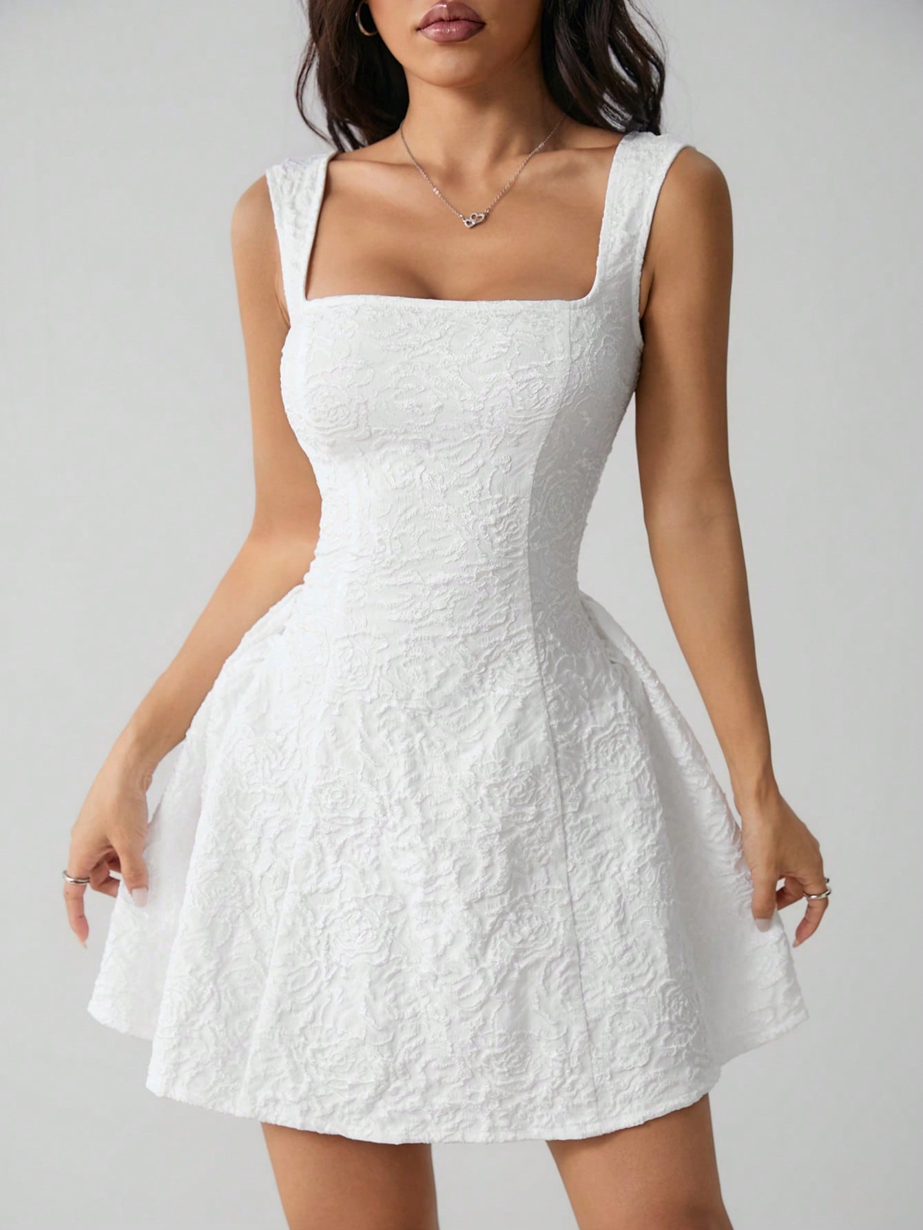 Women's Sleeveless Solid Color White Summer Midi Dress, Simple & Casual For Everyday Wear,Rave Outfits Festival,Summer Dresses For Women,White Dresses For Women