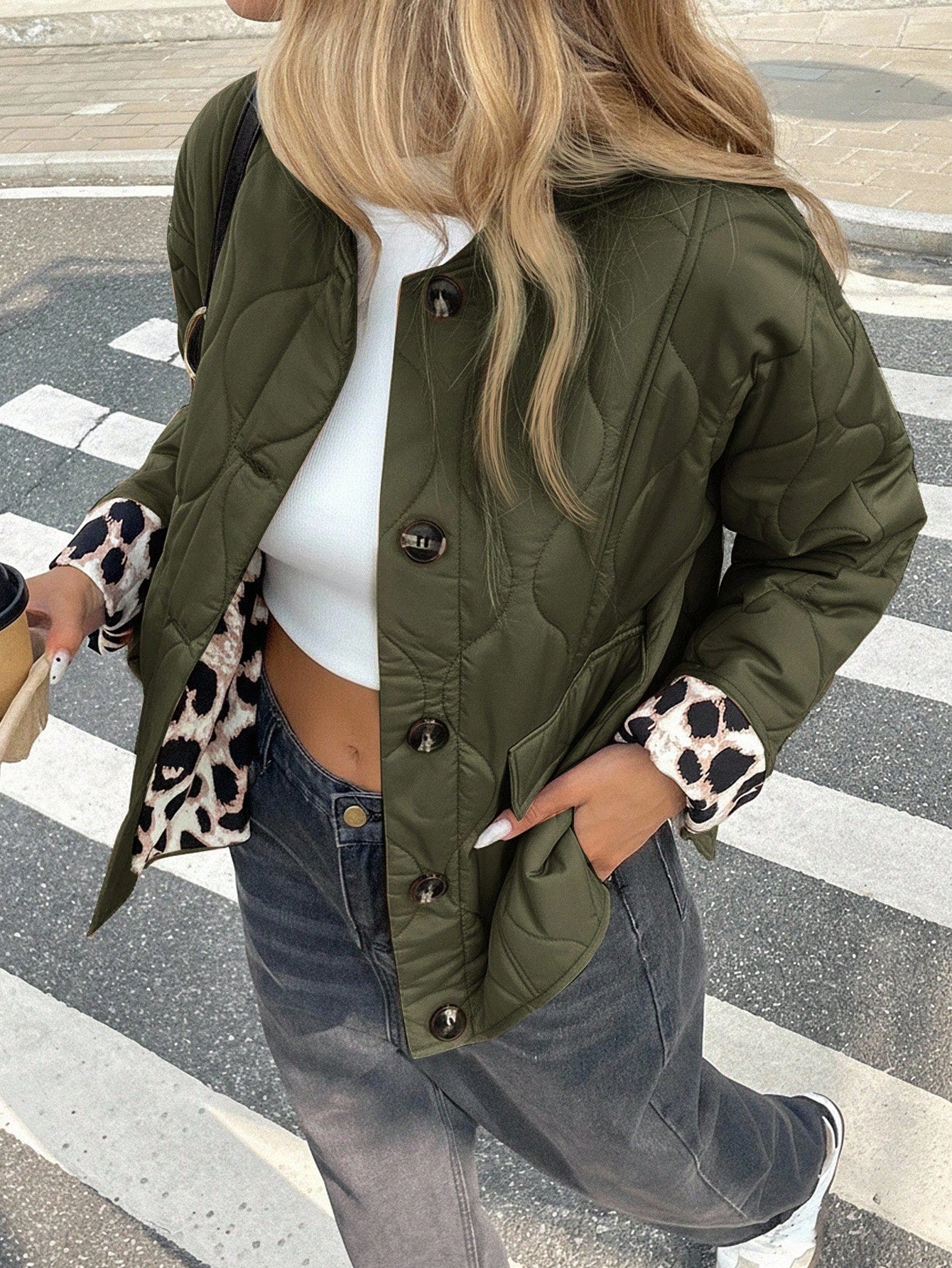Women's Quilted Padded Coat With Front Button Closure, Casual & Warm For Autumn/Winter,Cozy Fall And Winter Clothes For Women