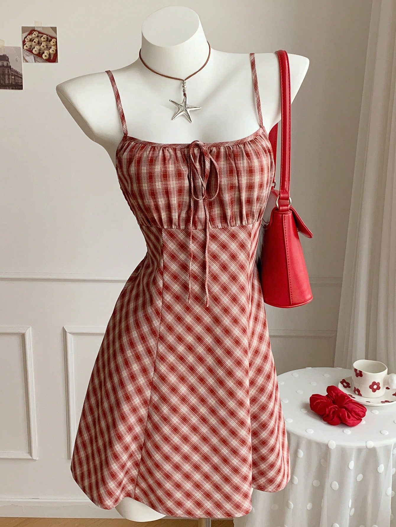 Fashionable Sexy Red Plaid Mini Dress For Women Winter Clothes For Women  Christmas New Year Women Elegant